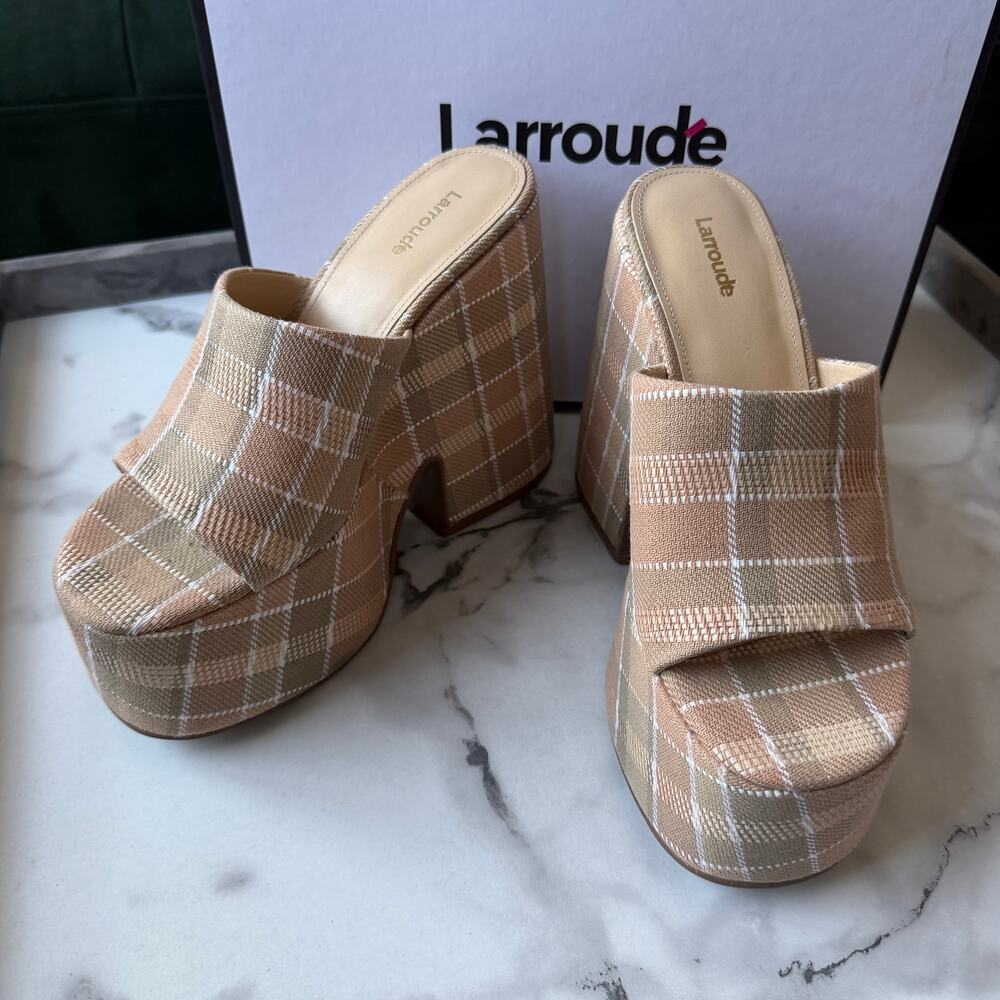 NEW Larroude Wanda Plaid Chunky Platform Mule Size 8.5 - Picture 4 of 9
